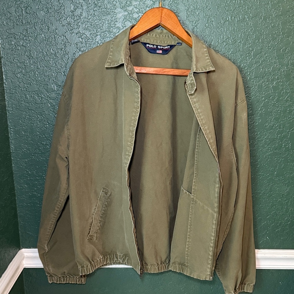 Vintage Polo Sport Ralph Lauren USA 67 Harrington Jacket Large Olive - Picture 10 of 10